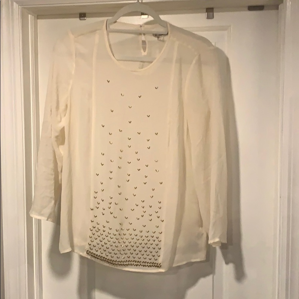 Silk Quarter Sleeve Sequenced Top